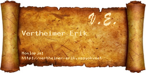 Vertheimer Erik névjegykártya